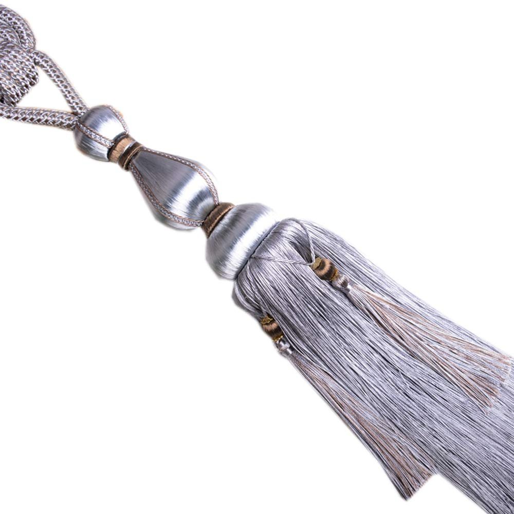 1 Pair Fashion Curtain Rope Tiebacks with Tassels Curtain Tiebacks Curtain Rope Holdbacks for Bedroom & Living Room (Gray)