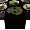 Gothic Style Table Runner 18x72inch Cotton Linen Runners for Kitchen Dining Living Room Wedding PartyTable Decor, Embroidery Skull Black Backdrop view 1