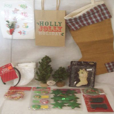 13 Piece Christmas Assortment Stockings, Ornaments, Etc
