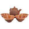 Beautiful Handmade Uzbek 5-Piece Brown Clay Tea Set 33.8 Oz Teapot With Four 6.7 Oz Cups Uzbekistan Pottery Traditional Products + FREE Uzbek Food Recipe Ebooks view 1