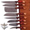 GladiatorsGuild G29RD- Professional Kitchen Knives Custom Made Damascus Steel 8 pcs of Utility Chef Knife Set with Chopper/Cleaver Pocket Case Roll Bag (Red) view 1
