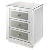 Acme Noralie Glass Nightstand with 3 Drawers in Mirrored and Faux Diamonds view 1
