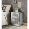 Acme Noralie Glass Nightstand with 3 Drawers in Mirrored and Faux Diamonds view 2