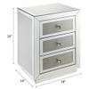 Acme Noralie Glass Nightstand with 3 Drawers in Mirrored and Faux Diamonds view 3