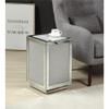 Acme Noralie Square Accent Table with Glass Top in Mirrored and Faux Diamonds view 2
