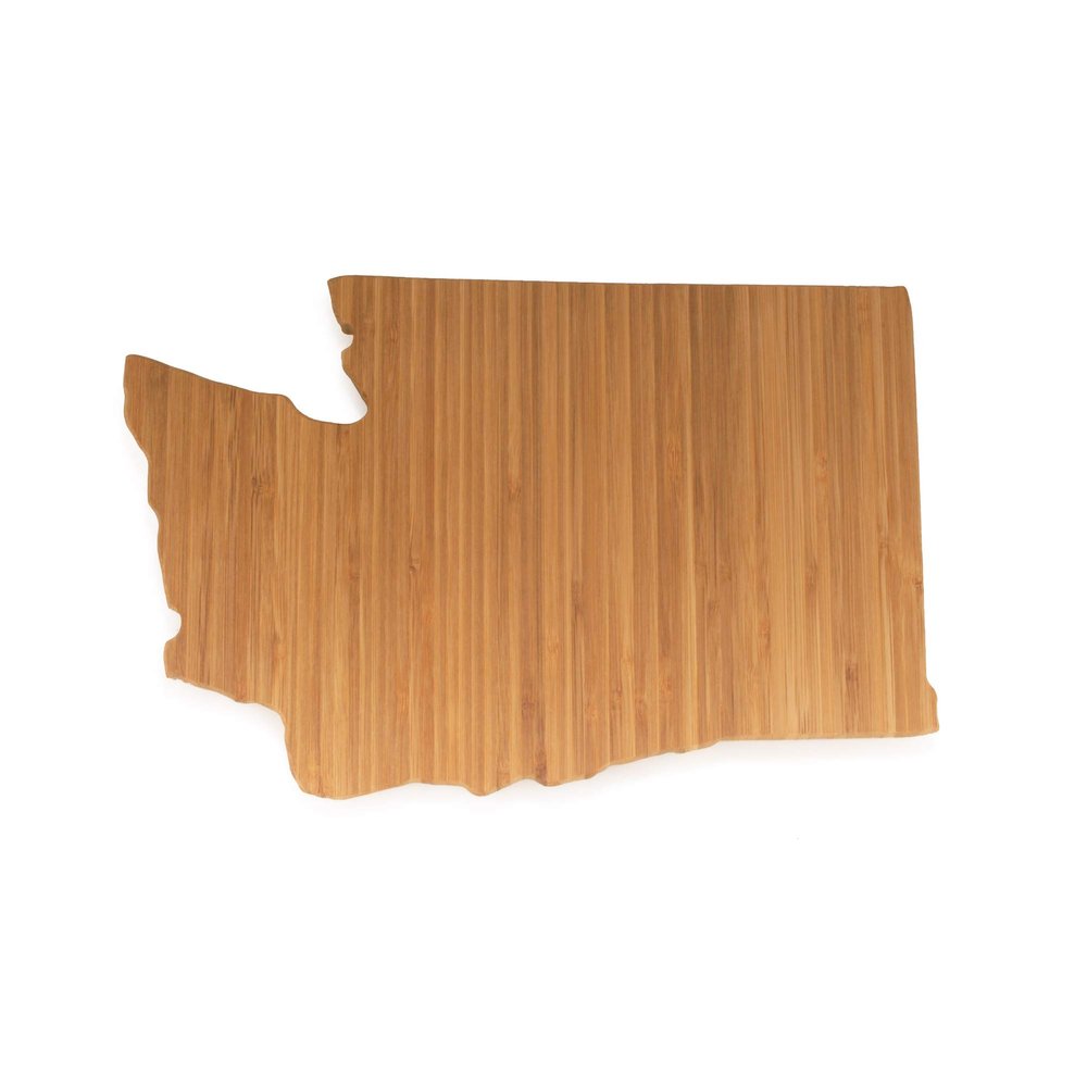 BambooMN Washington Silhouette Bamboo Serving and Cutting Board - 2 Units - 11.75" x 7.5" x 0.60"