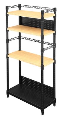 Bauhutte BHS-600SM-WD Desk Side Rack, Computer Rack, PC Rack, Width 23.8 x Depth 10.0 x Height 47.2 inches (60.5 x 25.5 x 120.5 cm), Wood Grain