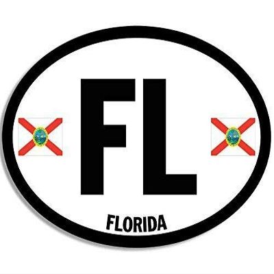 Magnet 3x5 inch Euro Style Oval FL Florida Bumper Sticker (State Flag) Magnetic Magnet Vinyl Sticker