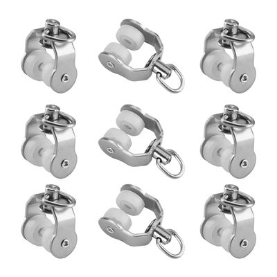 MroMax Curtain Track Rollers Stainless Steel Frame Twin Wheeled Carriers Drapery Rail Sliding Glider for Windows Shower Curtain Tracks 0.43" Dia, 50 Pcs