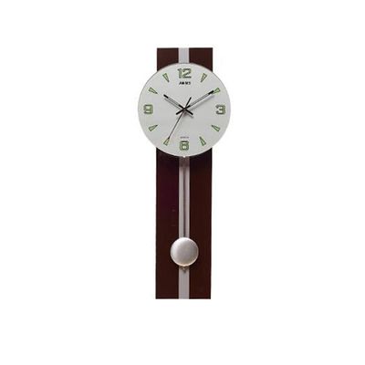 CLOCKZHJI Pendulum Wall Clock with Luminous Silent Non Ticking Living Room European Style Wall Clock Art Pendulum Simple Fashion Personality Mute Clock (Color : Brown, Size : Height: 60cm/23.6")