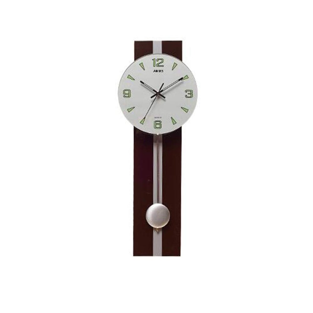 CLOCKZHJI Pendulum Wall Clock with Luminous Silent Non Ticking Living Room European Style Wall Clock Art Pendulum Simple Fashion Personality Mute Clock (Color : Brown, Size : Height: 60cm/23.6")