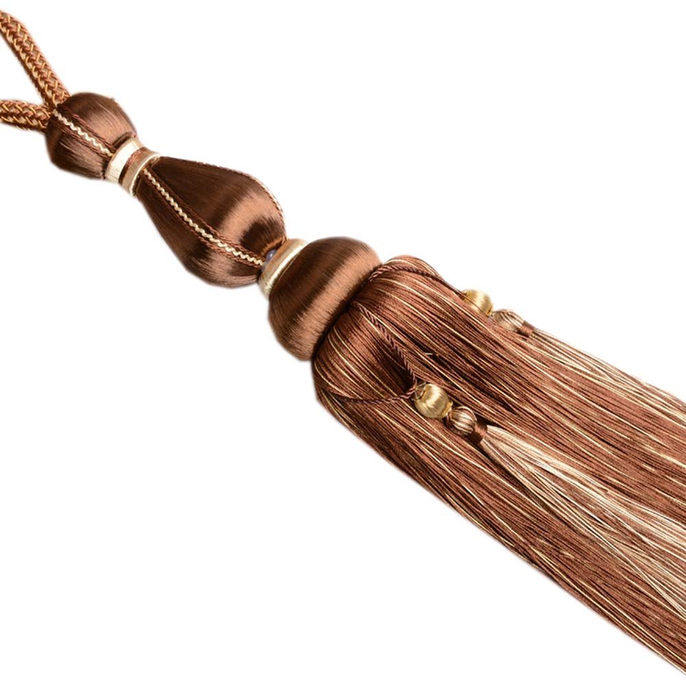1 Pair Fashion Curtain Rope Tiebacks with Tassels Curtain Tiebacks Curtain Rope Holdbacks for Bedroom & Living Room (Dark Coffee)