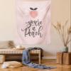 Ambesonne Fruit Tapestry, You're a Peach Typography and Leaves Healthy Food in Pastel Tones, Fabric Wall Hanging Decor for Bedroom Living Room Dorm, 23" X 28", Coral Pale Eggshell view 1