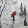 buyartforless Make It Rain by Ed Capeau 32x24 Art Painting Reproduction Canvas, White view 1