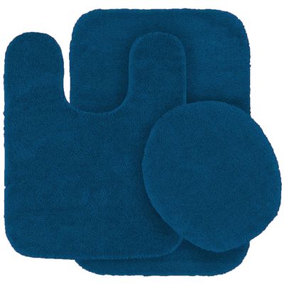 3 pc Bathroom Rug Se Bath Mats t Angela Solid Royal Blue Color Anti Slip Soft Mats New