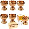 SATVIK 10 Pc Brass Diya for Diwali Decoration. Handmade Oil Lamp with Golden Engraved Made of Virgin Brass Metal. Diwali Diya Vilakku for Puja Pooja. Traditional Indian Deepawali Gift Items view 1