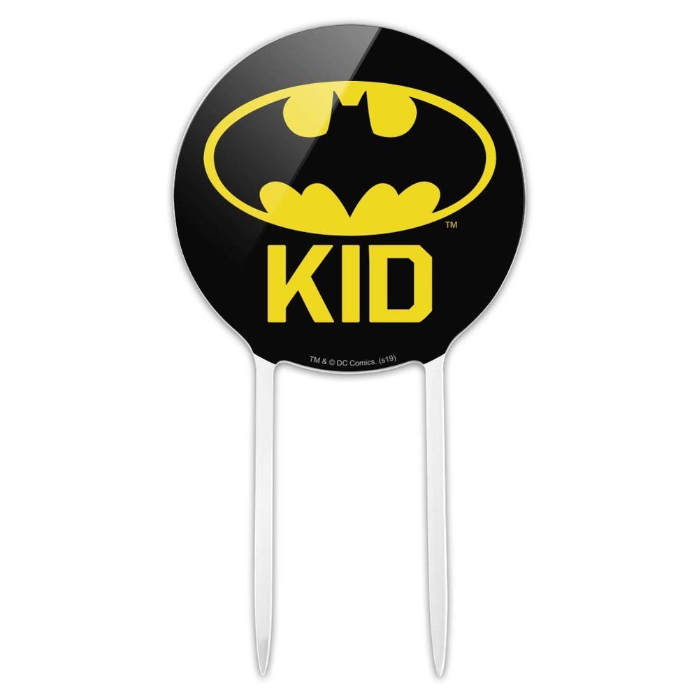 Acrylic Batman Bat Kid Shield Logo Cake Topper Party Decoration for Wedding Anniversary Birthday Graduation