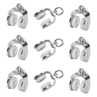 MroMax Curtain Track Rollers Stainless Steel Frame Twin Wheeled Carriers Drapery Rail Sliding Glider for Windows Shower Curtain Tracks 0.63" Dia, 50 Pcs