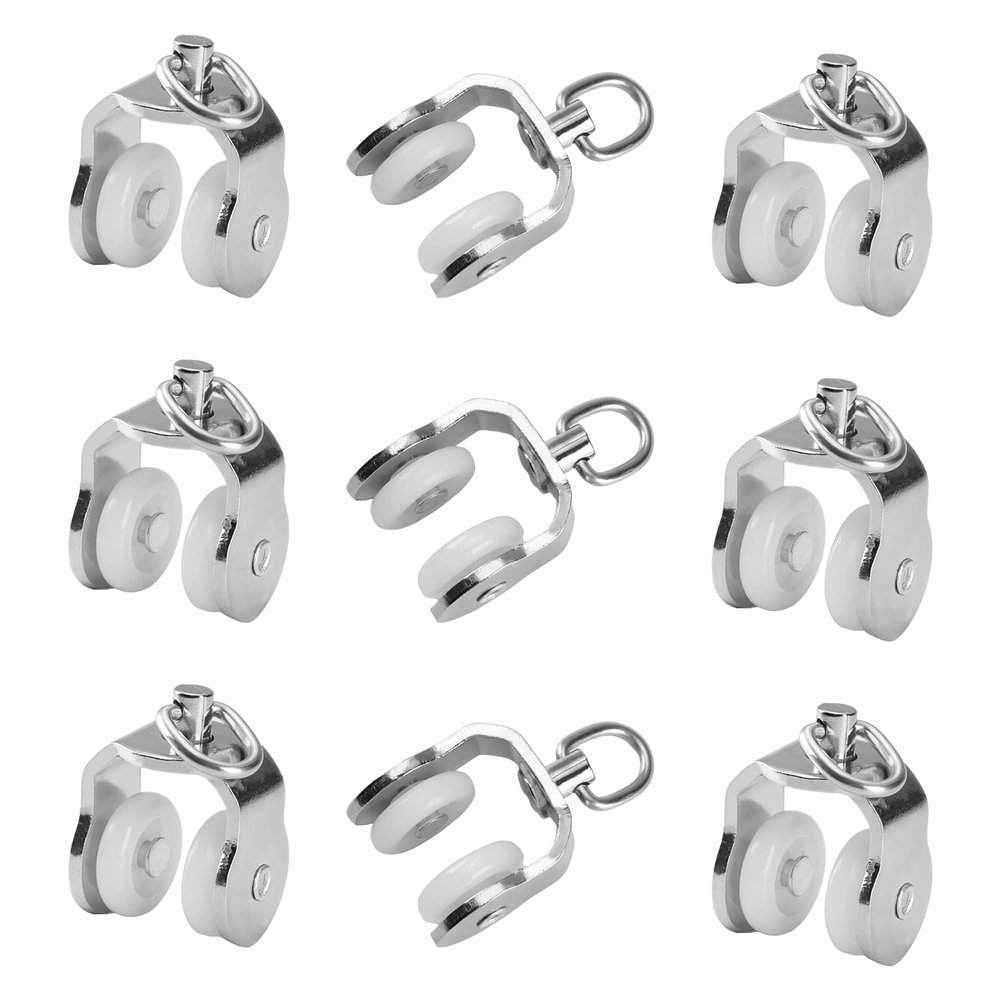 MroMax Curtain Track Rollers Stainless Steel Frame Twin Wheeled Carriers Drapery Rail Sliding Glider for Windows Shower Curtain Tracks 0.63" Dia, 50 Pcs