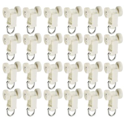 MroMax 80Pcs Curtain Track Rollers, 0.41" Dia Plastic Twin Wheeled Carriers Drapery Rail Sliding Glider for Windows Shower Curtain Tracks