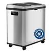 iTouchless 16 Gallon / 60L Stainless Steel Dual Compartment Sensor Kitchen Trash Can and Recycle Bin with Wheels  Rectangular Garbage Can with Touchless Motion Sensor Lid & Removable Inner Buckets view 1