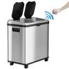 iTouchless 16 Gallon / 60L Stainless Steel Dual Compartment Sensor Kitchen Trash Can and Recycle Bin with Wheels  Rectangular Garbage Can with Touchless Motion Sensor Lid & Removable Inner Buckets view 2