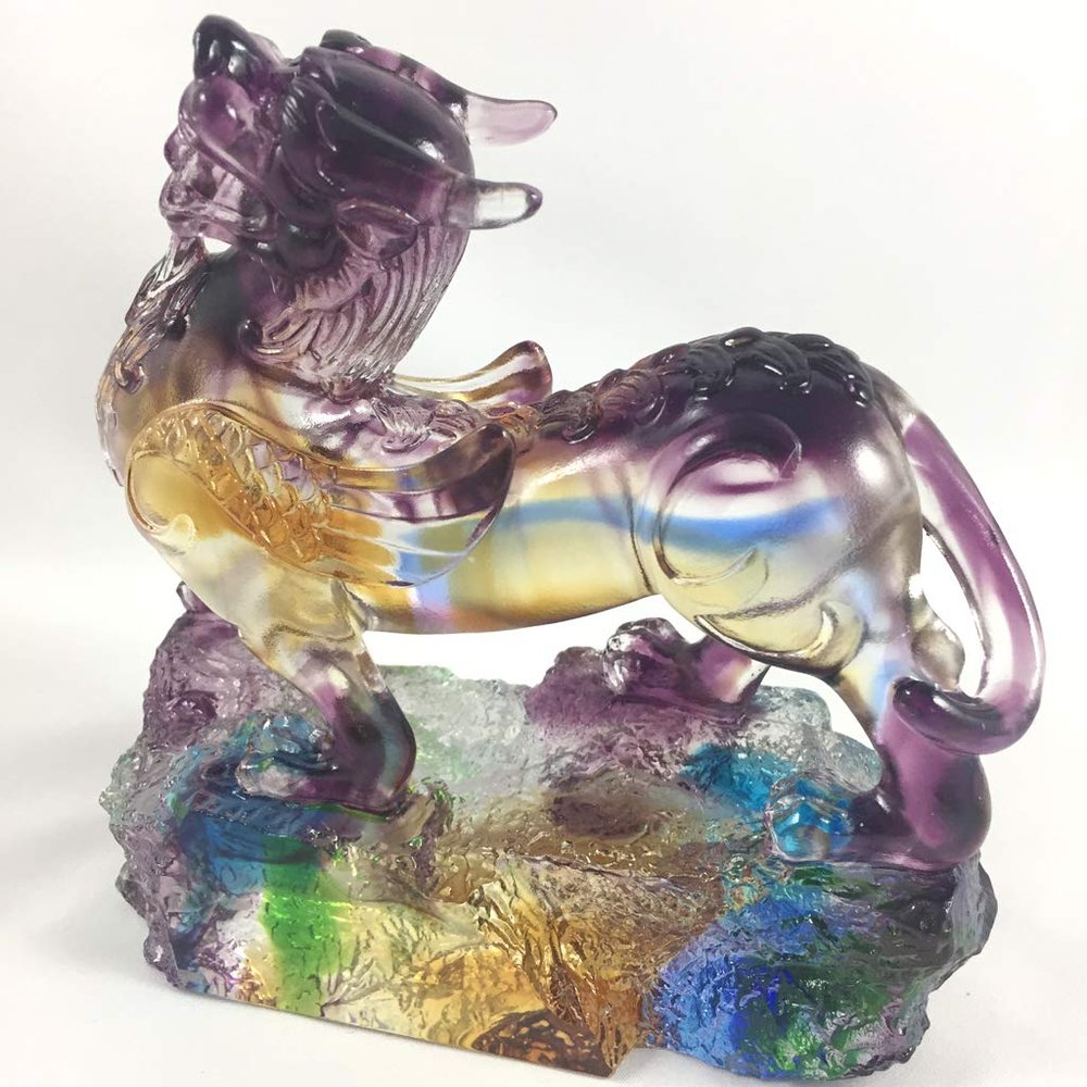 Amore Jewell Chinese Spirit Beast (Small) Fengshui Decoration Ornament Gift for Home & Office (Liuli Crystal Glass)
