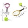 Honbay 6PCS Mini Exquisite Lightweight Tennis Racket Racquet Ball Keychains Key Rings Sport Style Split Keychains view 2