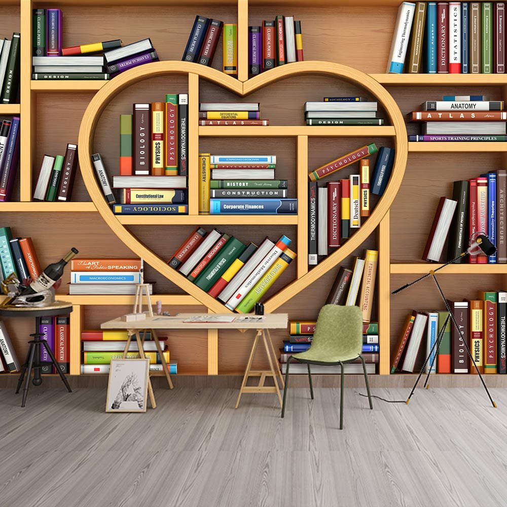 NWT Wall Murals for Bedroom Modern Bookshelf Pattern Removable Wallpaper Peel and Stick Wall Stickers - 100x144 inches