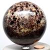 HQRP Large 3.2" 2.1lb Deep Red Garnet Sphere Sparkling Natural Almandine Crystal Polished Mineral Gemstone Ball - Madagascar + Stand view 3