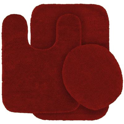 3 pc Solid Red Bathroom Rug Set Bath Mats Bath Set Super Soft Anti Slip Soft Mats New