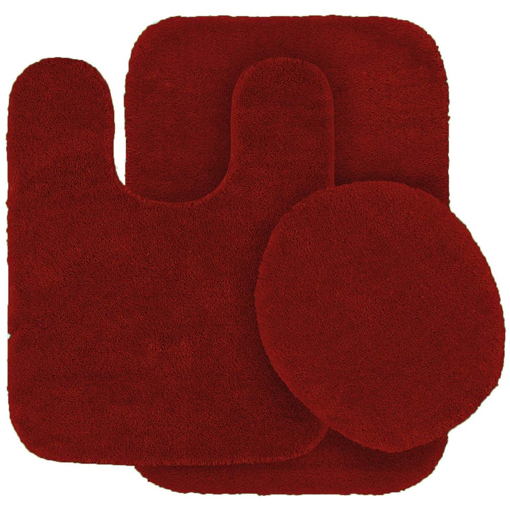 3 pc Solid Red Bathroom Rug Set Bath Mats Bath Set Super Soft Anti Slip Soft Mats New