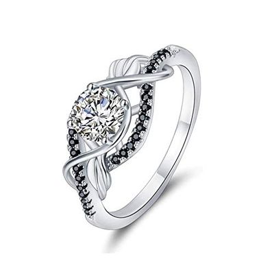 Bansriracha .5 Gram 925 Sterling Silver Jewelry Black&White Stone Wedding Rings for Women C307 (8)