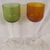 2 Piece Crackle Glass Green and Amber Accent Vases Candle Holders 12" Tall view 1