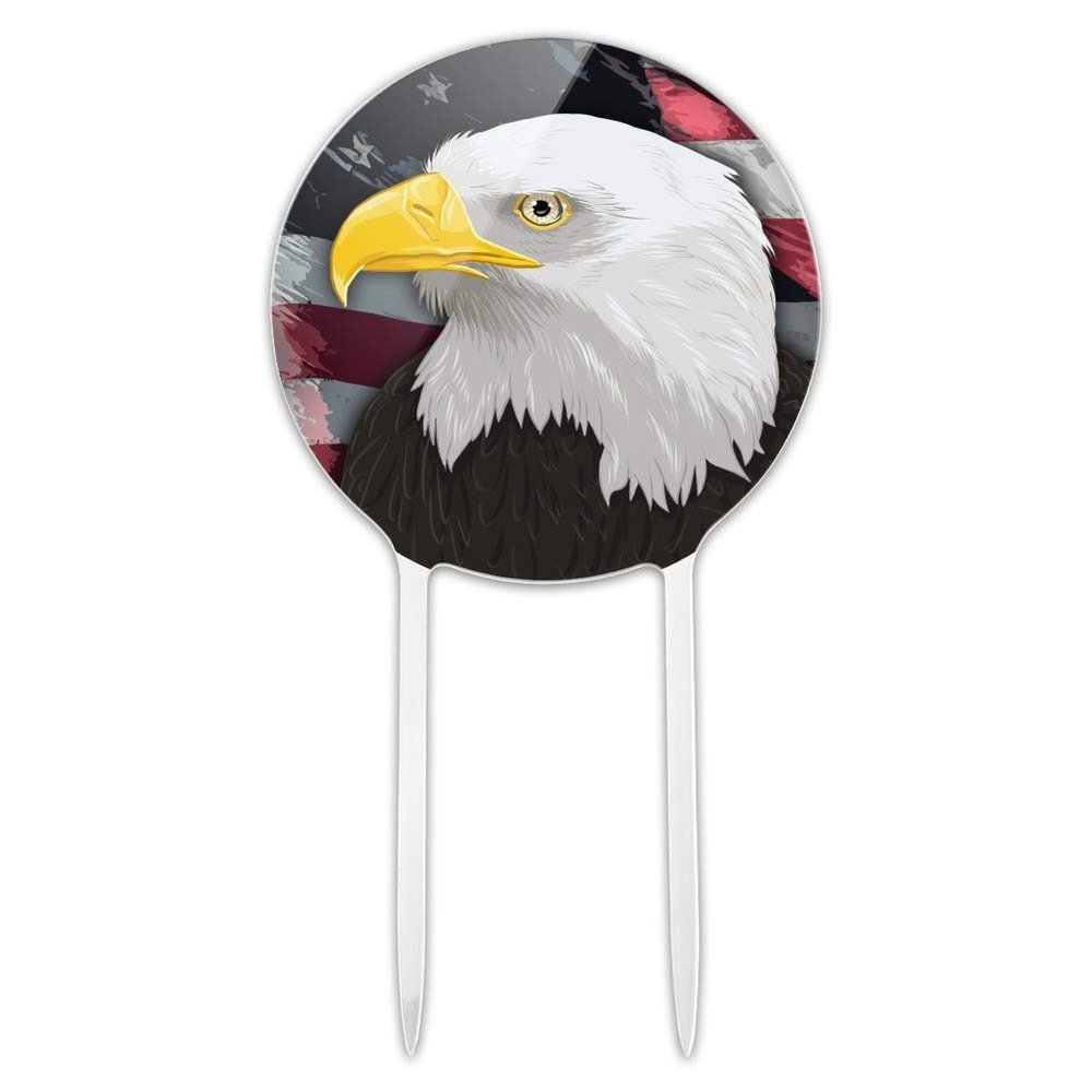 Acrylic American Bald Eagle Flag USA Patriotic Cake Topper Party Decoration for Wedding Anniversary Birthday Graduation