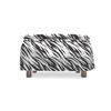 Ambesonne Zebra Print Ottoman Cover, Exotic Savanna Stripy, 2 Piece Slipcover Set with Ruffle Skirt for Square Round Cube Footstool Decorative Home Accent, Standard Size, Grey Charcoal view 2
