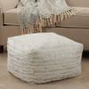 SARO LIFESTYLE Matterhorn Collection Foil Print Faux Fur Pouf, 20" x 20" x 14", Silver view 2