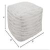 SARO LIFESTYLE Matterhorn Collection Foil Print Faux Fur Pouf, 20" x 20" x 14", Silver view 3