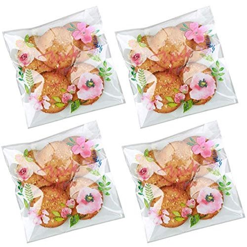 Efivs Arts 200pcs 5.5x5.5in Thank You Candy Bags Individual Cookie Wrappers