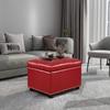Homebeez Tufted Storage Ottoman Bench Faux Leather Footrest Stool with Lift Top & Nailhead Trim (Red) view 1