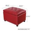 Homebeez Tufted Storage Ottoman Bench Faux Leather Footrest Stool with Lift Top & Nailhead Trim (Red) view 2