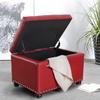 Homebeez Tufted Storage Ottoman Bench Faux Leather Footrest Stool with Lift Top & Nailhead Trim (Red) view 4