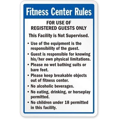 SIGNCHAT Warning Safety Sign Fitness Center Rules Sign Aluminum Metal Tin Sign Street Sign 8x12 inches