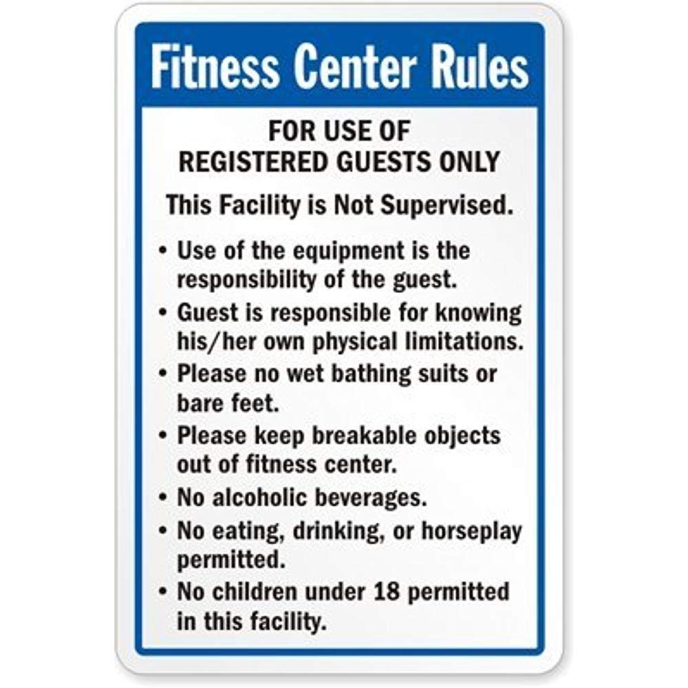 SIGNCHAT Warning Safety Sign Fitness Center Rules Sign Aluminum Metal Tin Sign Street Sign 8x12 inches