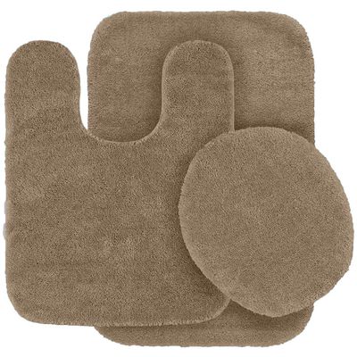 3 pc Solid Taupe/Tan Color Bathroom Rug Set Bath Mats Bath Set Super Soft Anti Slip Soft Mats New