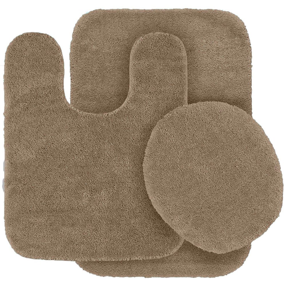 3 pc Solid Taupe/Tan Color Bathroom Rug Set Bath Mats Bath Set Super Soft Anti Slip Soft Mats New