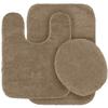 3 pc Solid Taupe/Tan Color Bathroom Rug Set Bath Mats Bath Set Super Soft Anti Slip Soft Mats New view 1