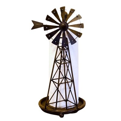 BestGiftEver Windmill Metal Paper Towel Holder  Rustic Country Farmhouse Style, Ready to Use with No Assembly Needed, Vintage Windmill Kitchen Decor, Rustic Metal Towel Holder for Bathroom or Kitchen
