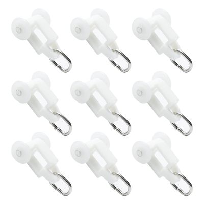 MroMax 30Pcs Curtain Track Rollers, 0.47" Dia Plastic Twin Wheeled Carriers Drapery Rail Sliding Glider for Windows Shower Curtain Tracks