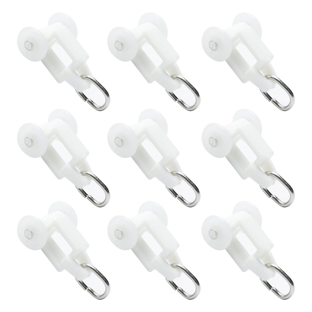 MroMax 30Pcs Curtain Track Rollers, 0.47" Dia Plastic Twin Wheeled Carriers Drapery Rail Sliding Glider for Windows Shower Curtain Tracks
